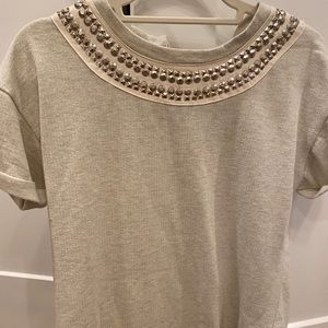 Sweatshirt material beaded shirt
